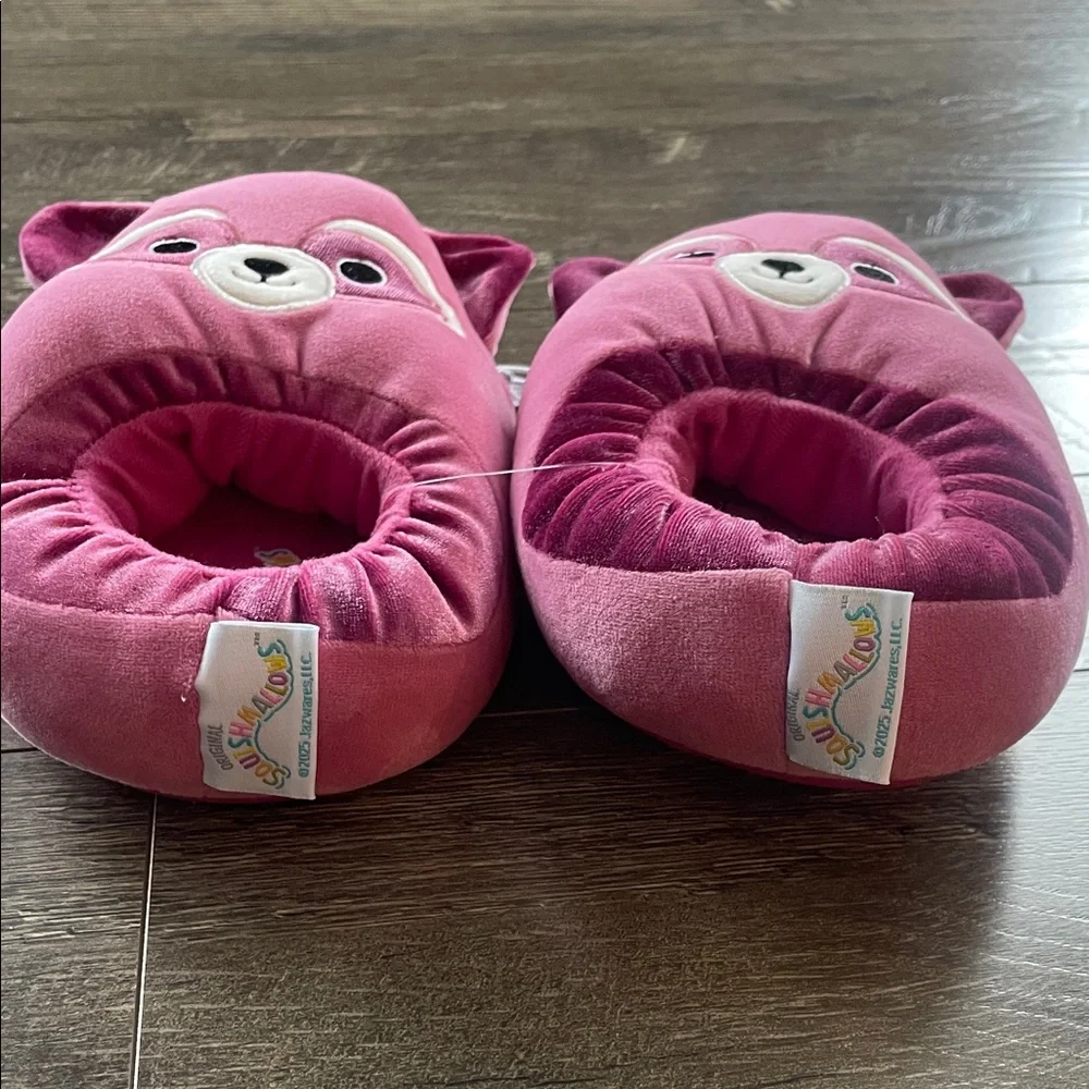 Squishmallows Plush Pink Racoon slippers Size 13/1